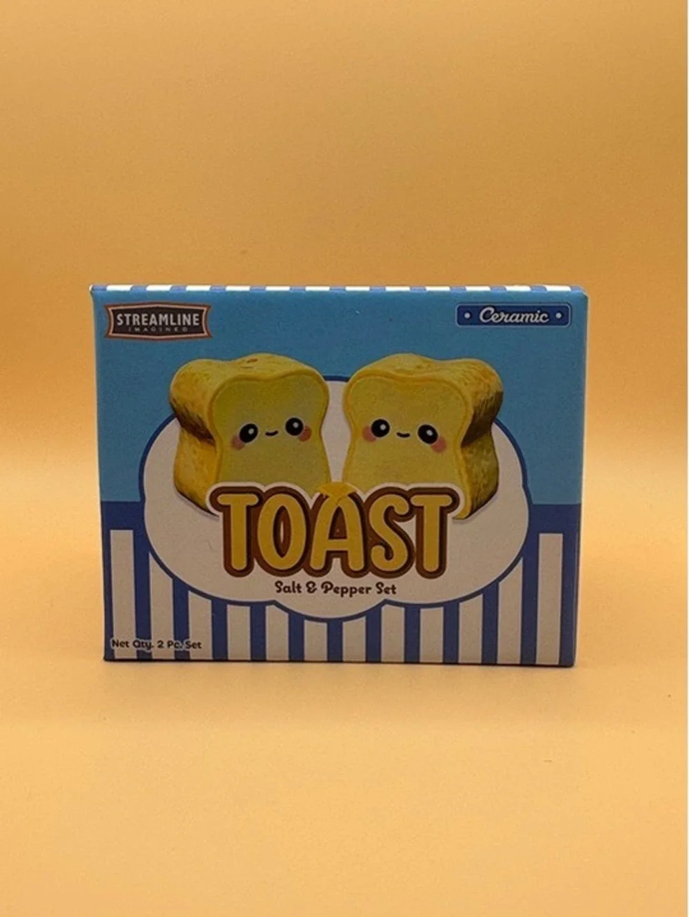 Imagined Toast Salt & Pepper Shakers Set Ceramic New